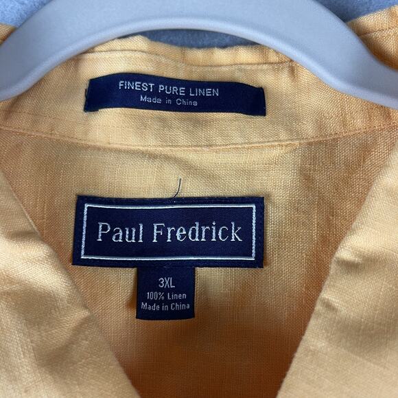 Paul Fredrick Linen Shirt Mens 3XL Orange Roll Tab Long Sleeve Button Up Relaxed - Picture 4 of 14